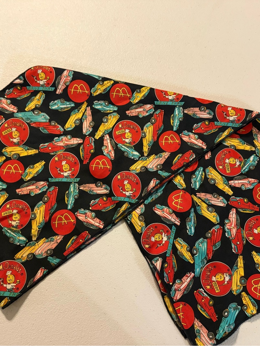 Vintage McDonald's Drive Thru Muscle Cars & Old Hamburgler Design Scarf Crest